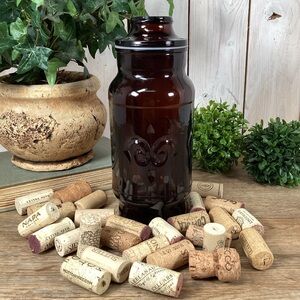 1970's Borden Cremora Amber Owens Illinois Glass Canister Jar Filled Win…